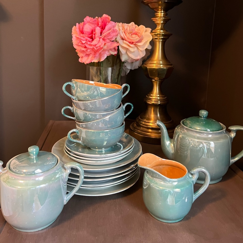 Vintage Lusterware Made in Japan Handpainted 17 peice Tea Set - Art Deco